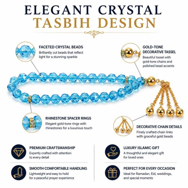 Essential Tasbih – Cyan Premium Quality (25 cm)