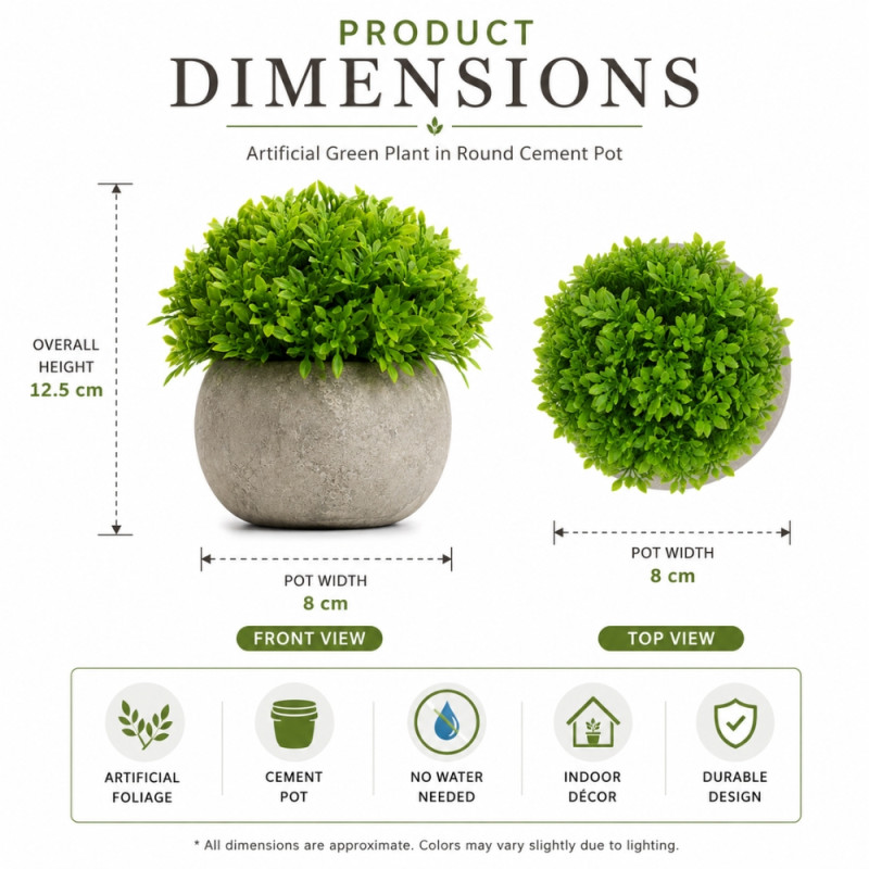 Polished Comfort Artificial Plant Designed for Home Décor &amp; Event Styling – Green (H-12.5, W-8 CM)