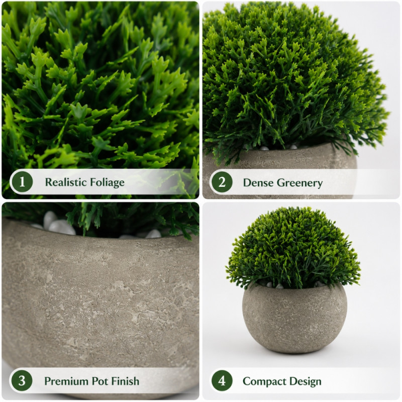 Deep Form Artificial Topiary Designed for Home Décor & Event Styling – Green (H-12, W-12 CM)
