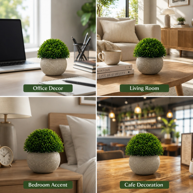 Deep Form Artificial Topiary Designed for Home Décor & Event Styling – Green (H-12, W-12 CM)