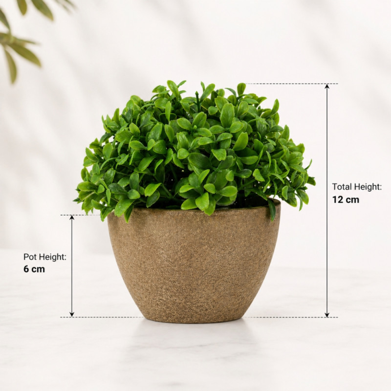 Professional Artificial Boxwood Grass Planter – Vibrant Orange in Gray Pot (12cm)