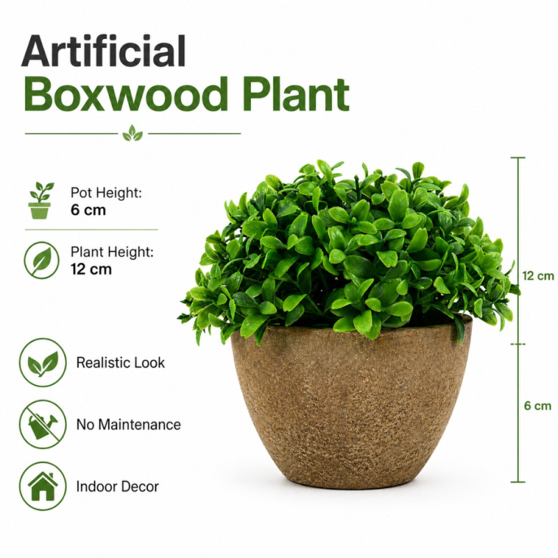 Professional Artificial Boxwood Grass Planter – Vibrant Orange in Gray Pot (12cm)