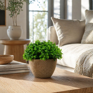 Professional Artificial Boxwood Grass Planter – Vibrant Orange in Gray Pot (12cm) Professional Artificial Boxwood Grass Planter – Vibrant Orange in Gray Pot (12cm)