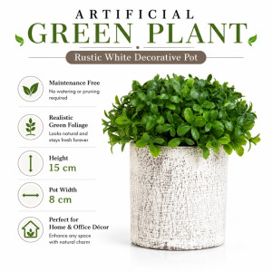 Stylish Shine Artificial Plant Designed for Home Décor &amp; Event Styling – White (H-15, W-8 CM)