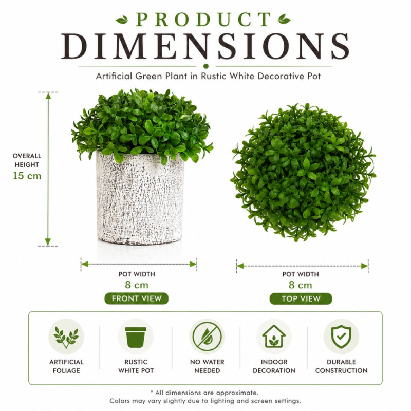 Stylish Shine Artificial Plant Designed for Home Décor &amp; Event Styling – White (H-15, W-8 CM)