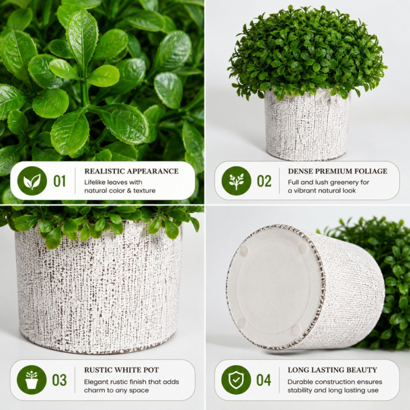 Stylish Shine Artificial Plant Designed for Home Décor &amp; Event Styling – White (H-15, W-8 CM)