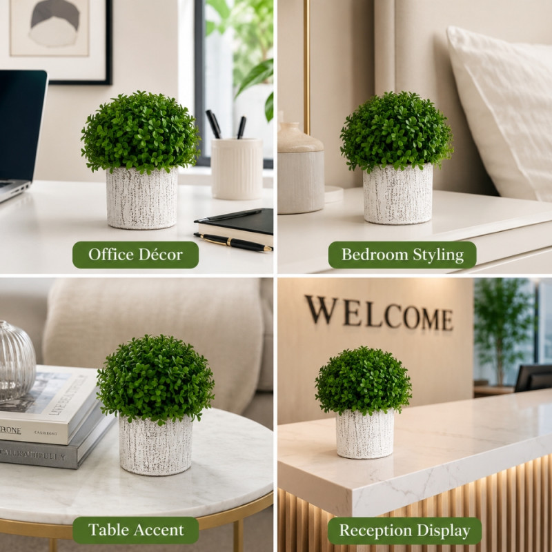Stylish Shine Artificial Plant Designed for Home Décor &amp; Event Styling – White (H-15, W-8 CM)