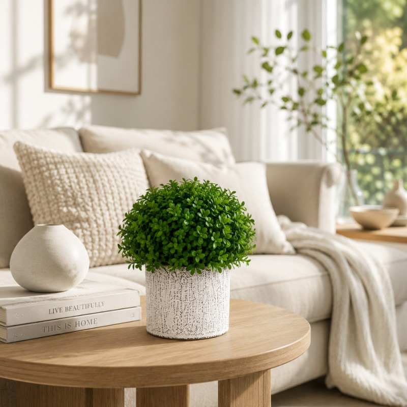 Stylish Shine Artificial Plant Designed for Home Décor &amp; Event Styling – White (H-15, W-8 CM)