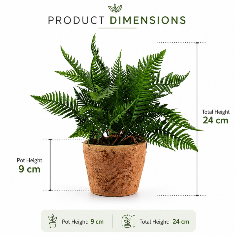 Professional FEJKA-Style Artificial Fern Potted Plant – Vibrant Orange & Green in Gray Pot (24cm)