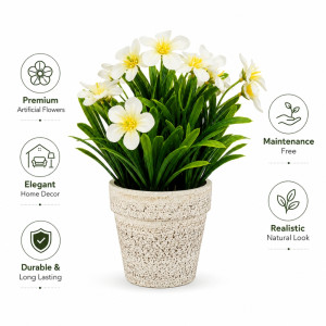 Jade Craft Artificial Daffodil Plant Designed for Home Décor &amp; Event Styling – Green