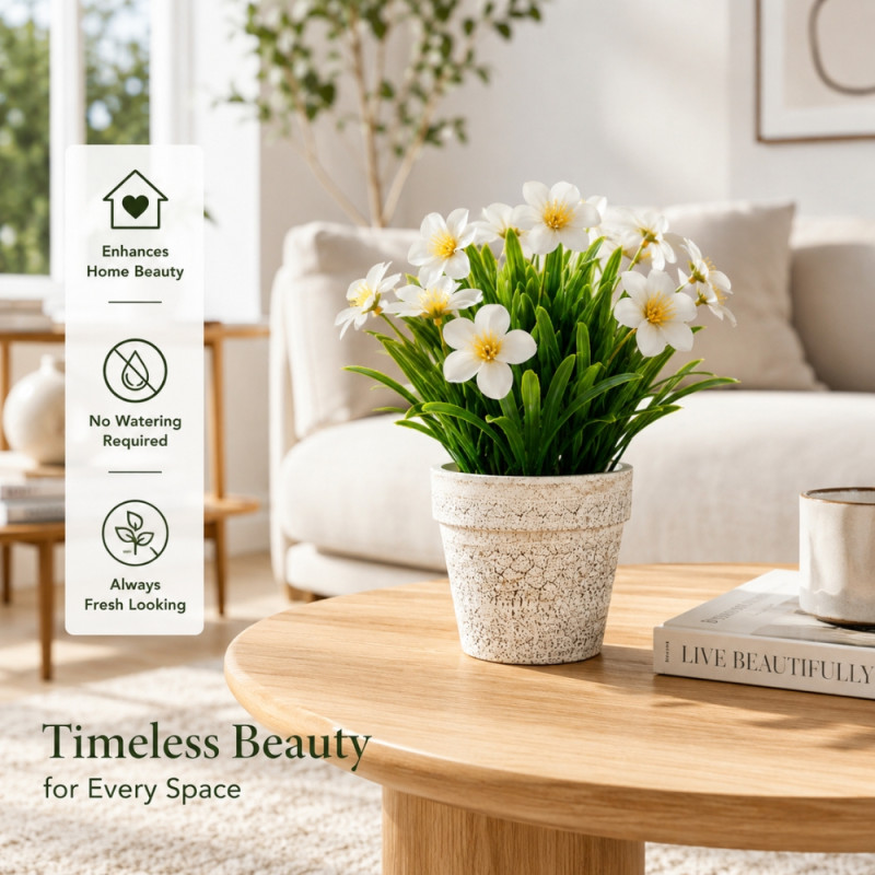 Jade Craft Artificial Daffodil Plant Designed for Home Décor &amp; Event Styling – Green