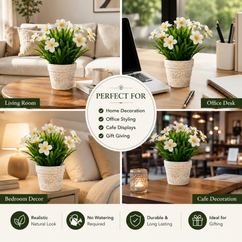 Jade Craft Artificial Daffodil Plant Designed for Home Décor &amp; Event Styling – Green