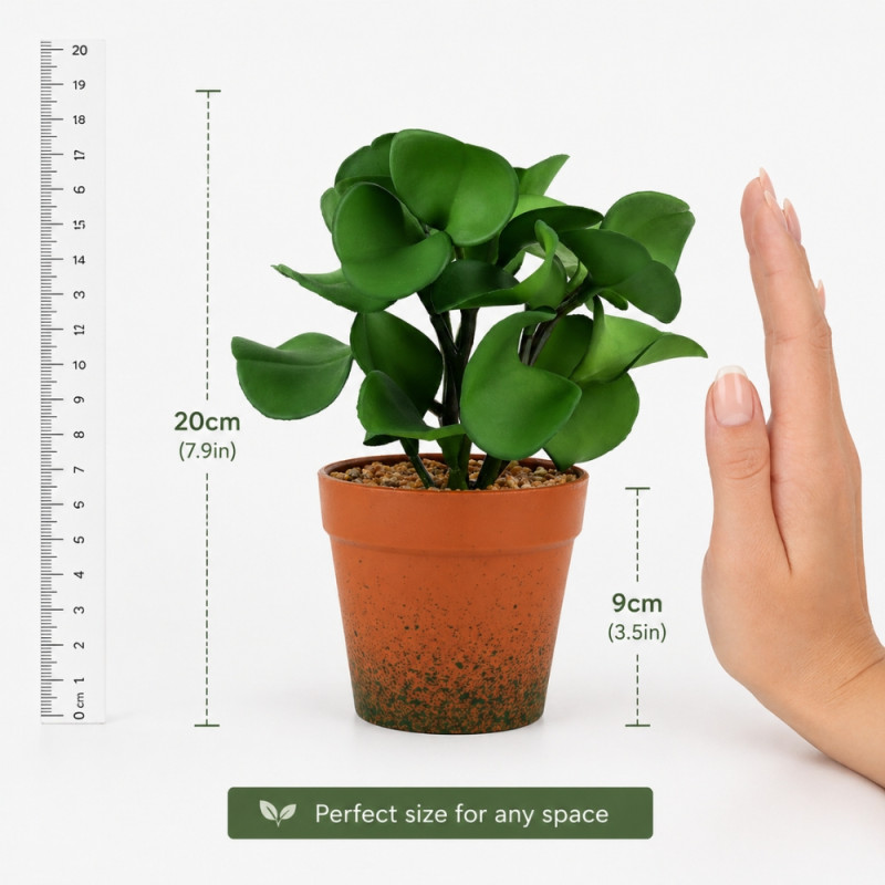 Professional Artificial Mini Succulent Plant – Vibrant Orange & Green in Gray Pot (20cm)