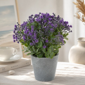 Professional Artificial Misty Pine Topiary – Purple (23cm)