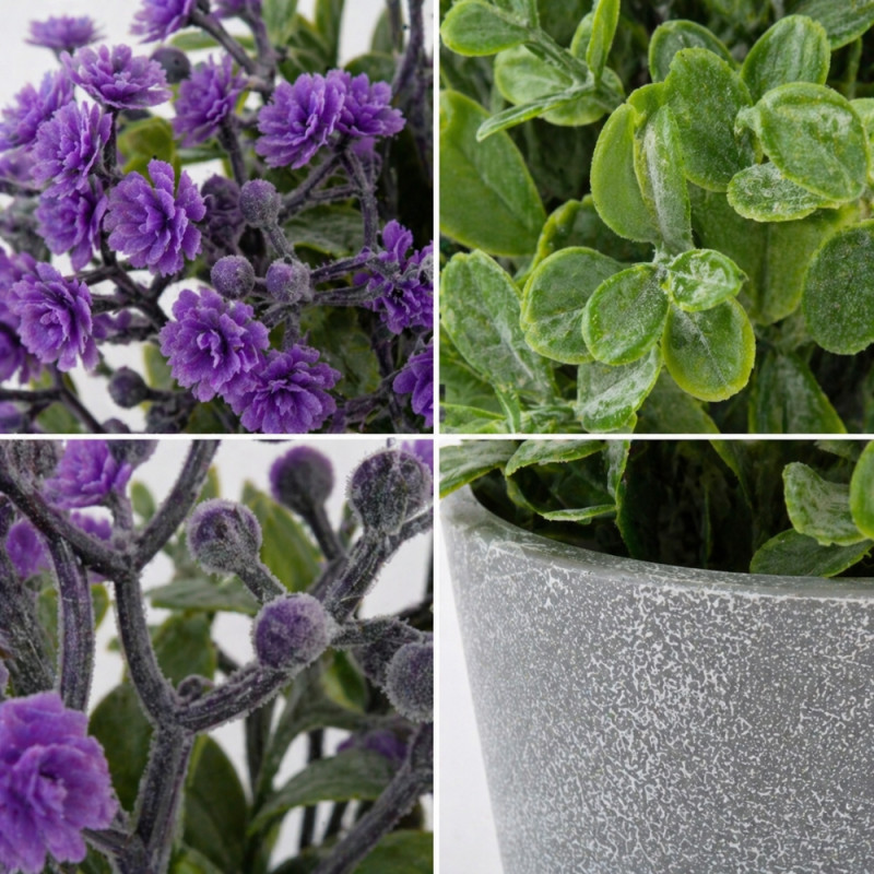Professional Artificial Misty Pine Topiary – Purple (23cm)
