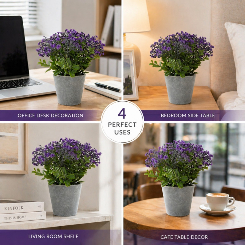 Professional Artificial Misty Pine Topiary – Purple (23cm)