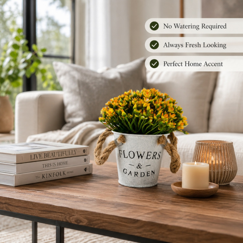 Modern Artificial Flower – Off White Premium Quality (18cm)