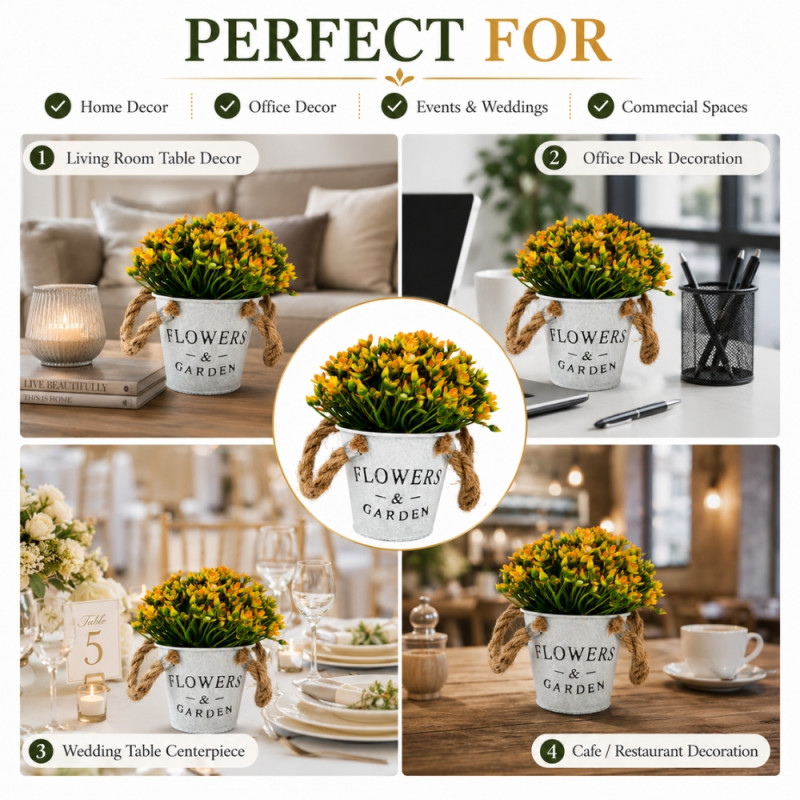Modern Artificial Flower – Off White Premium Quality (18cm)