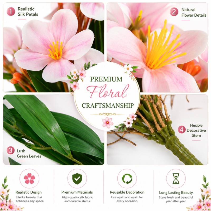 Modern Artificial Flower – Green Premium Quality (34cm)