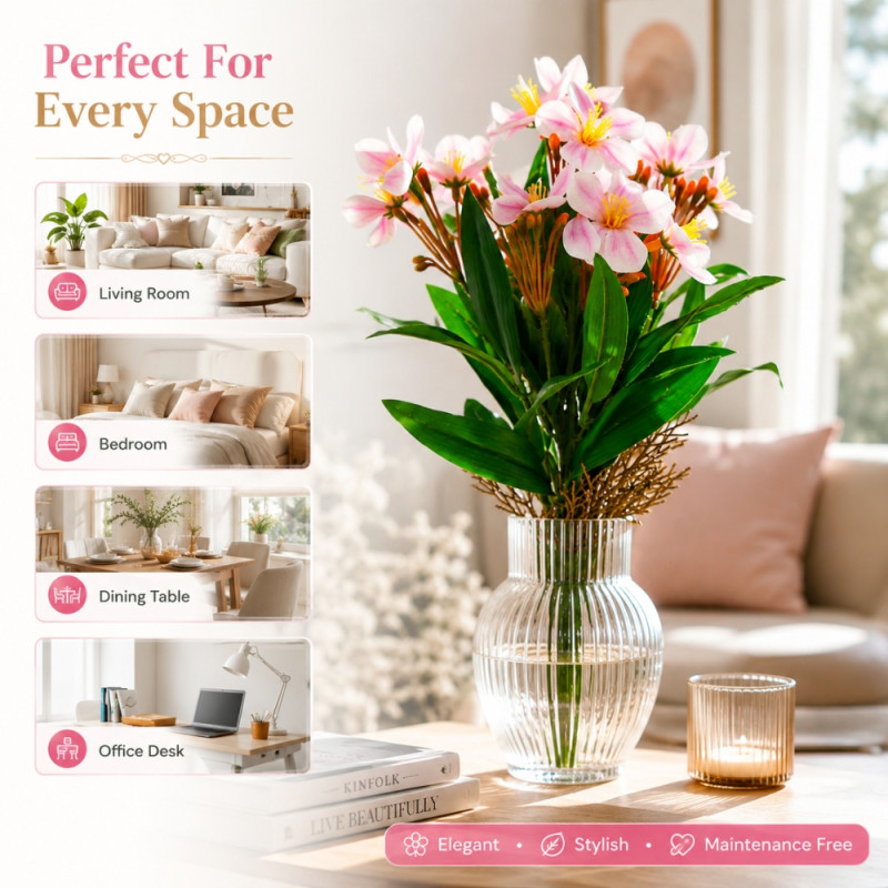 Modern Artificial Flower – Green Premium Quality (34cm)