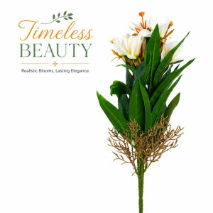 Artificial Plumeria (Frangipani) Multi-Bloom Floral Spray – 5 Heads – 40cm