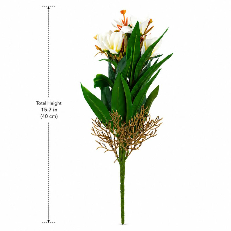 Artificial Plumeria (Frangipani) Multi-Bloom Floral Spray – 5 Heads – 40cm