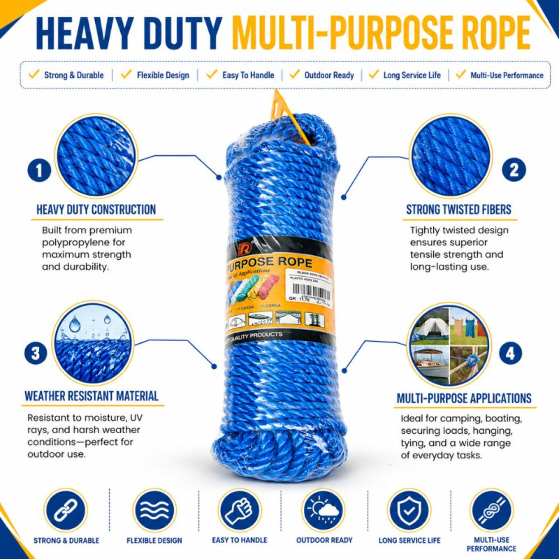 Stylish PLASTIC ROPE 20M – Blue Premium Quality (20 meters)