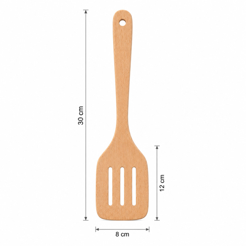 Prime One Wooden Spatula Designed for Everyday Cooking &amp; Kitchen Excellence – Wooden (H-30, W-8, L-12 CM)