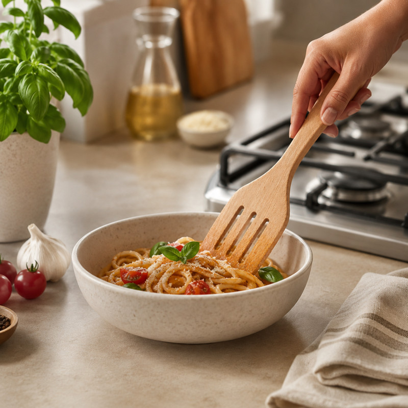 Prime One Wooden Spatula Designed for Everyday Cooking &amp; Kitchen Excellence – Wooden (H-30, W-8, L-12 CM)