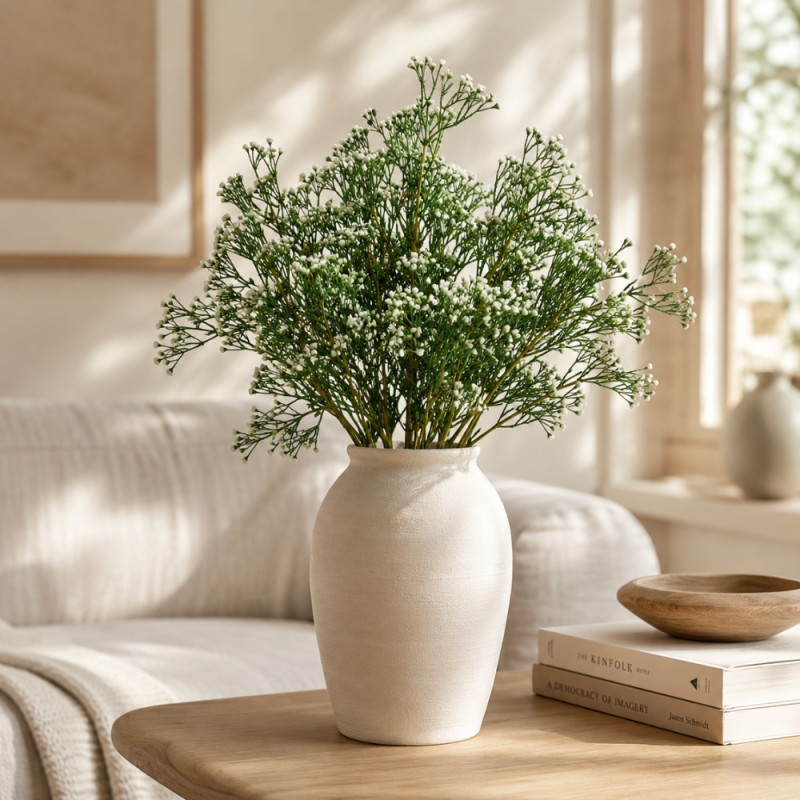 Foundational artificial baby's breath flowers are approximately 48 cm tall and feature flexible stems for easy arrangement – Green (48cm)