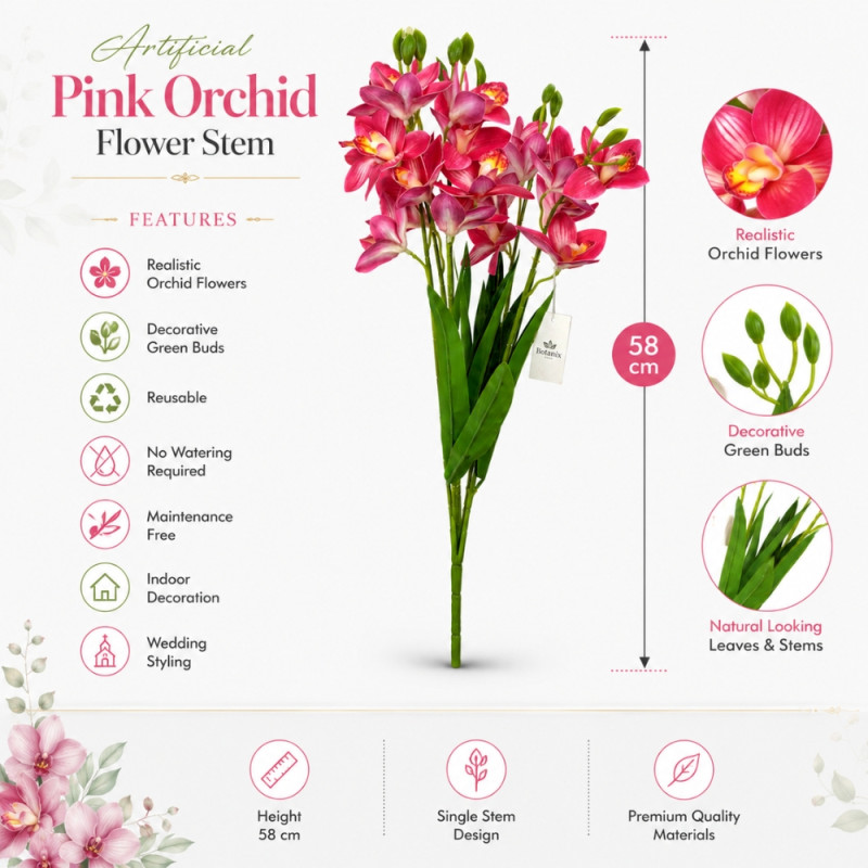 Essential Artificial Flower – Green Premium Quality (58cm)
