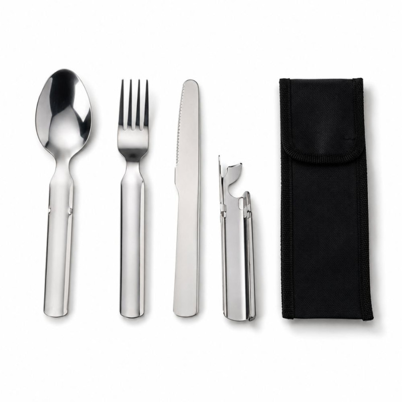 All In One Camping Cutlery Set - Stainless Steel