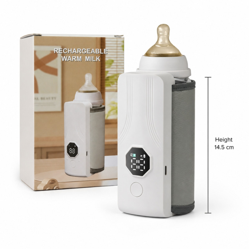 Elegant Rechargeable Milk Warmer – White (Medium)