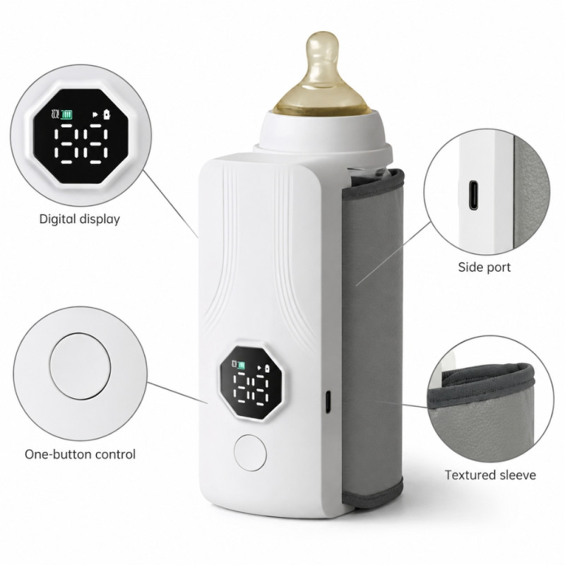 Elegant Rechargeable Milk Warmer – White (Medium)