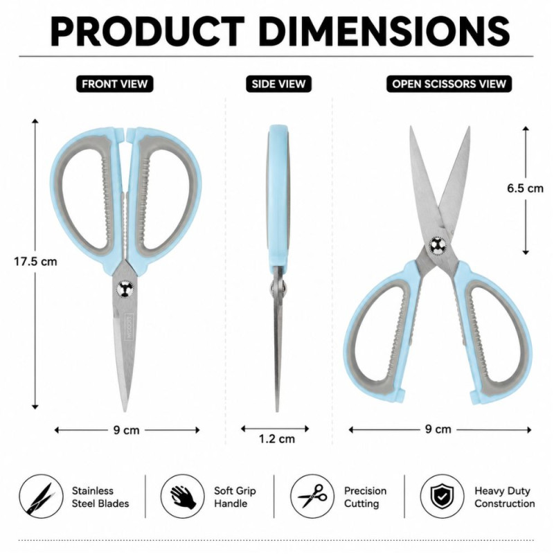 Professional scissors – Silver Light Blue Premium Quality (17.5 x 9 cm)