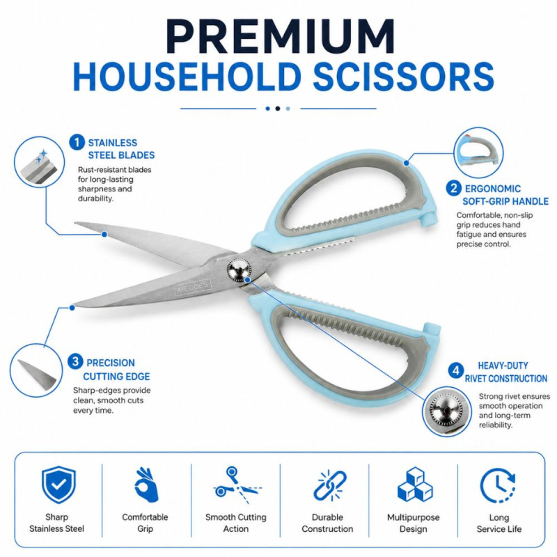 Professional scissors – Silver Light Blue Premium Quality (17.5 x 9 cm)
