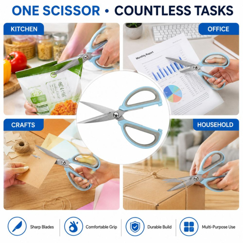 Professional scissors – Silver Light Blue Premium Quality (17.5 x 9 cm)