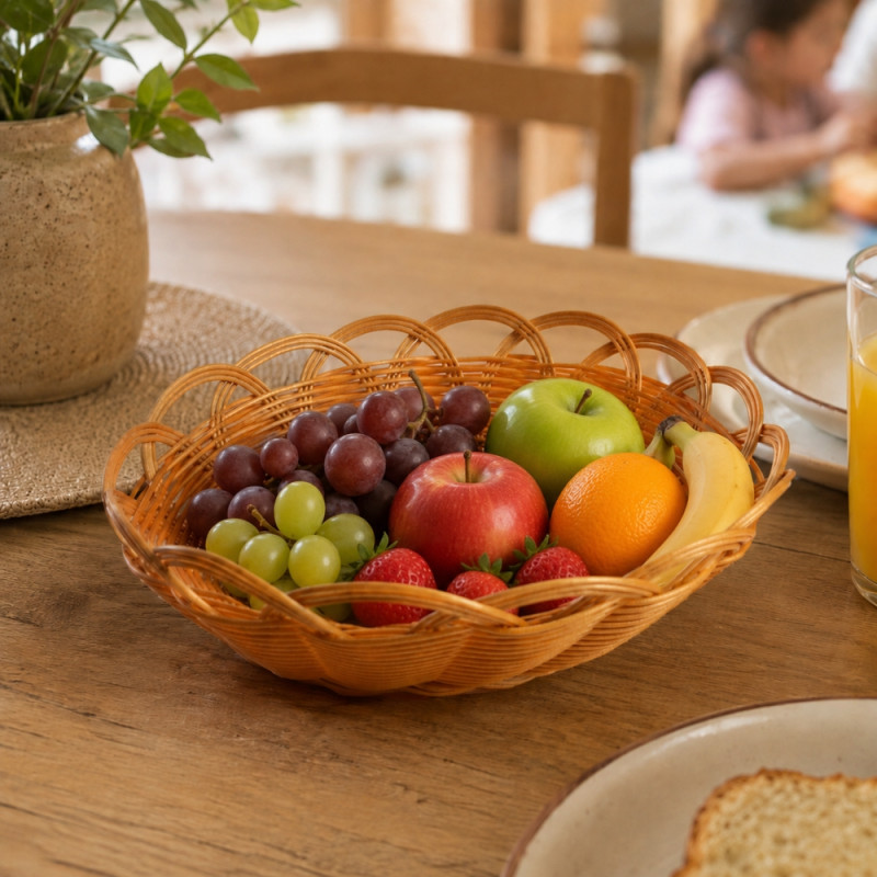 Woven Fruit Basket – Natural (Compact)