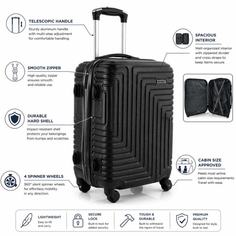 Koyttse Hardshell Spinner Trolley – Stealth Black 20"