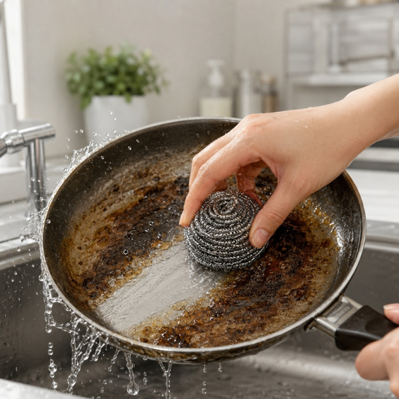 Heavy-Duty Stainless Steel Scrubber Balls Designed for Tough Kitchen Cleaning Tasks – Silver