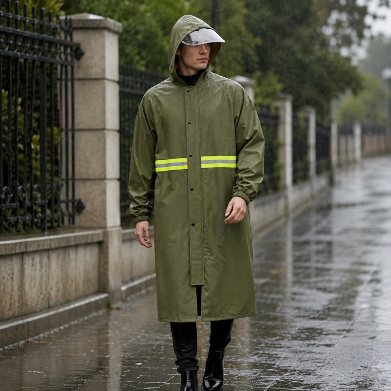 Water Guard Raincoat Designed for Weather Protection &amp; Outdoor Use – Olive (H-135cm x W60cm)