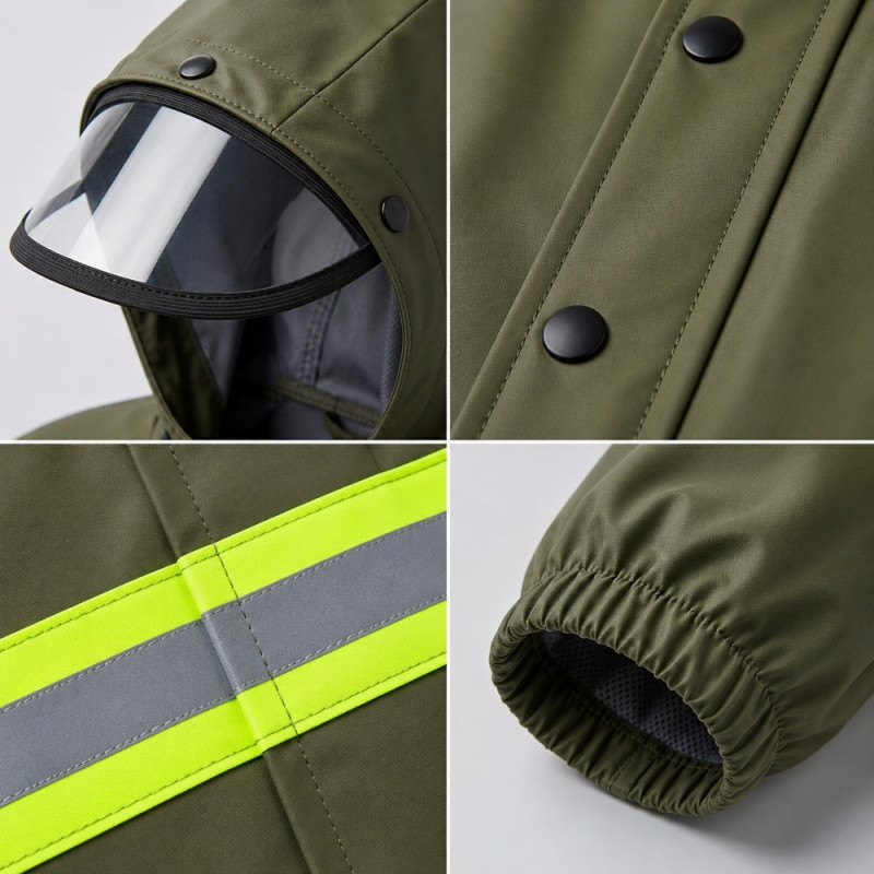 Water Guard Raincoat Designed for Weather Protection &amp; Outdoor Use – Olive (H-135cm x W60cm)