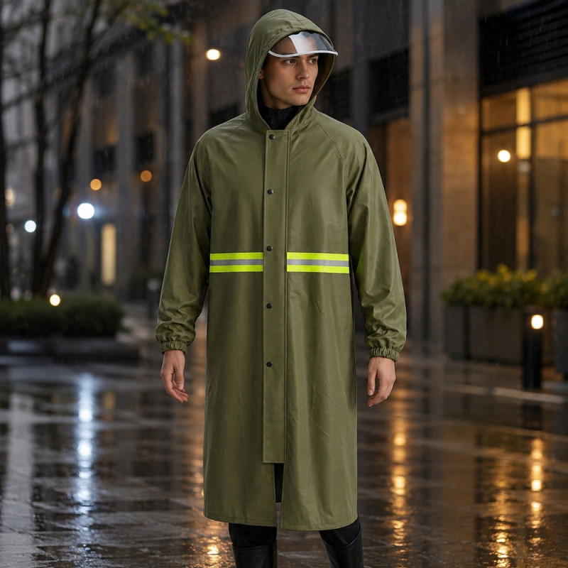 Water Guard Raincoat Designed for Weather Protection &amp; Outdoor Use – Olive (H-135cm x W60cm)