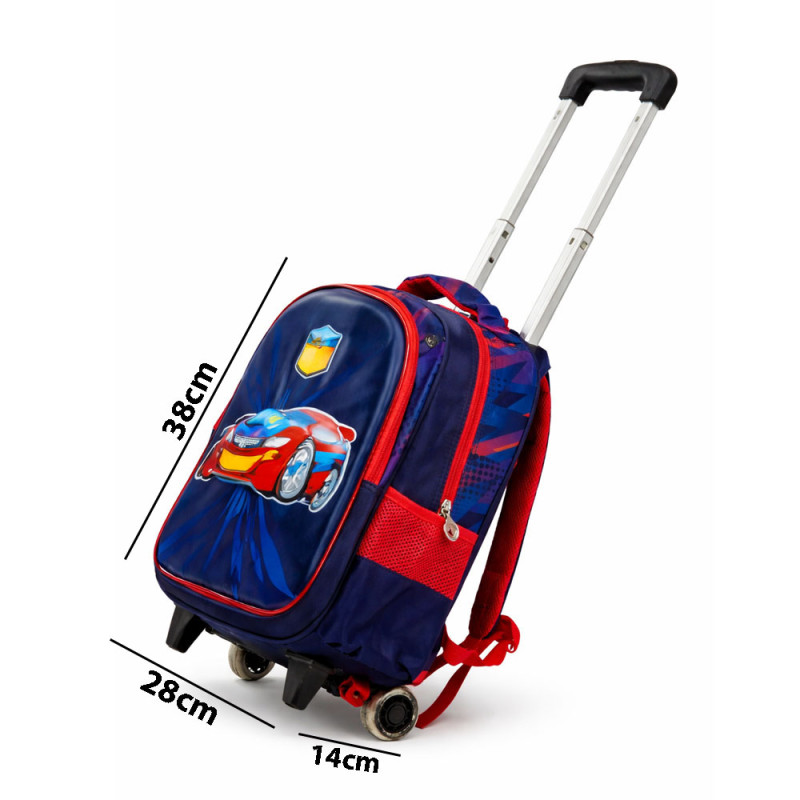 Kids' 3-Piece Racing Car printed Trolley Set – Navy &amp; Red