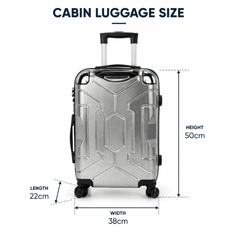 Ultra-Resilient 20" Hardshell Spinner Trolley – Metallic Silver