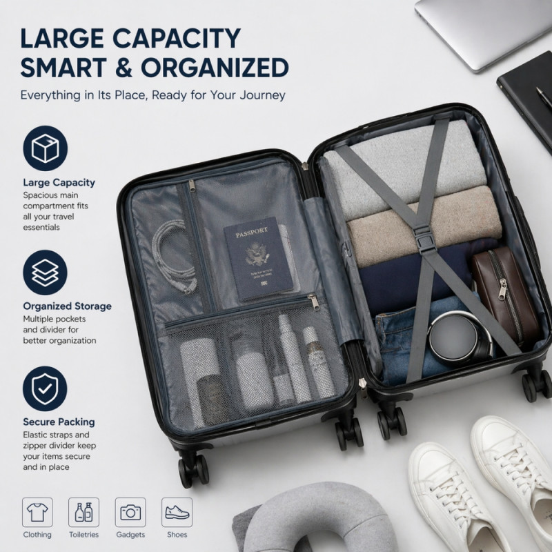 Ultra-Resilient 20" Hardshell Spinner Trolley – Metallic Silver