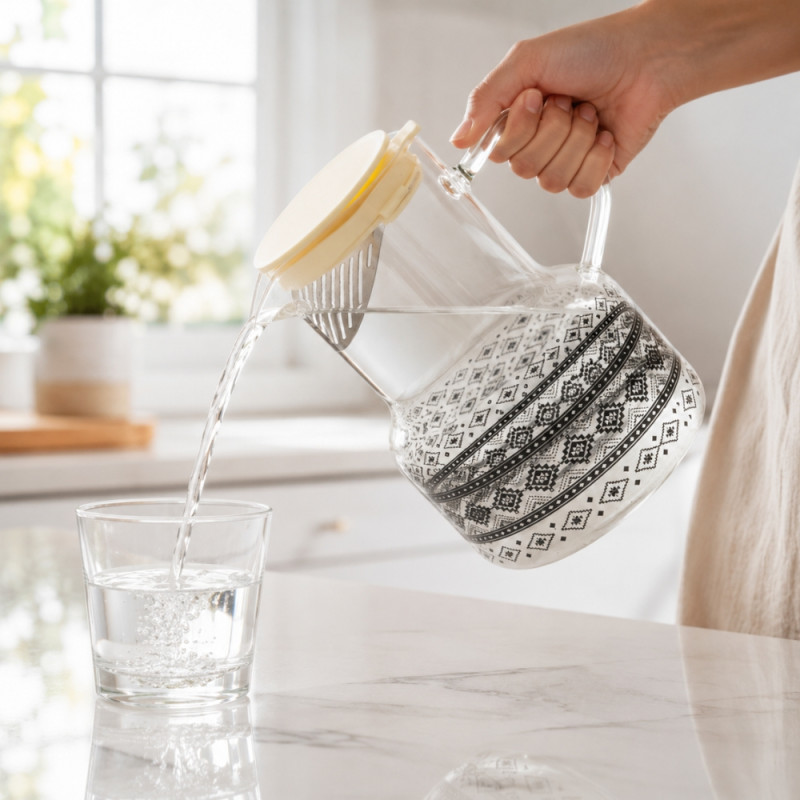 Glass Pitcher with Lid