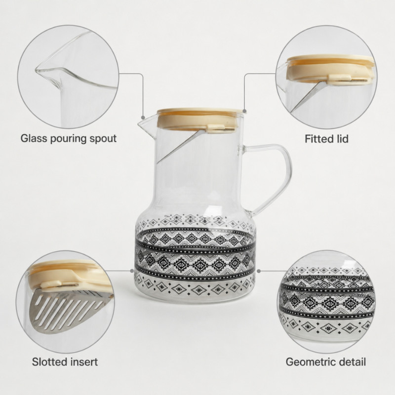 Glass Pitcher with Lid