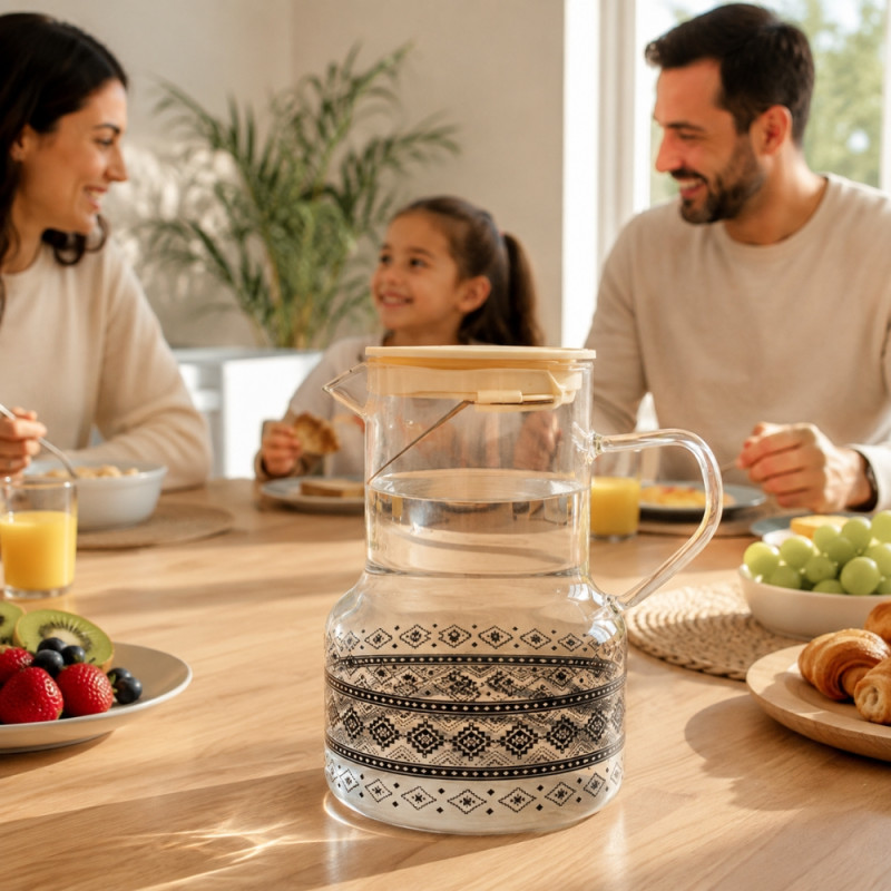 Glass Pitcher with Lid