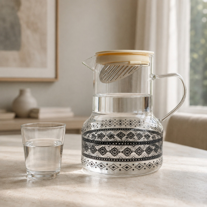 Glass Pitcher with Lid